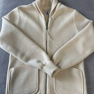 Men's Arpenteur Cream Zip Sweater - 100% Wool, Made in France